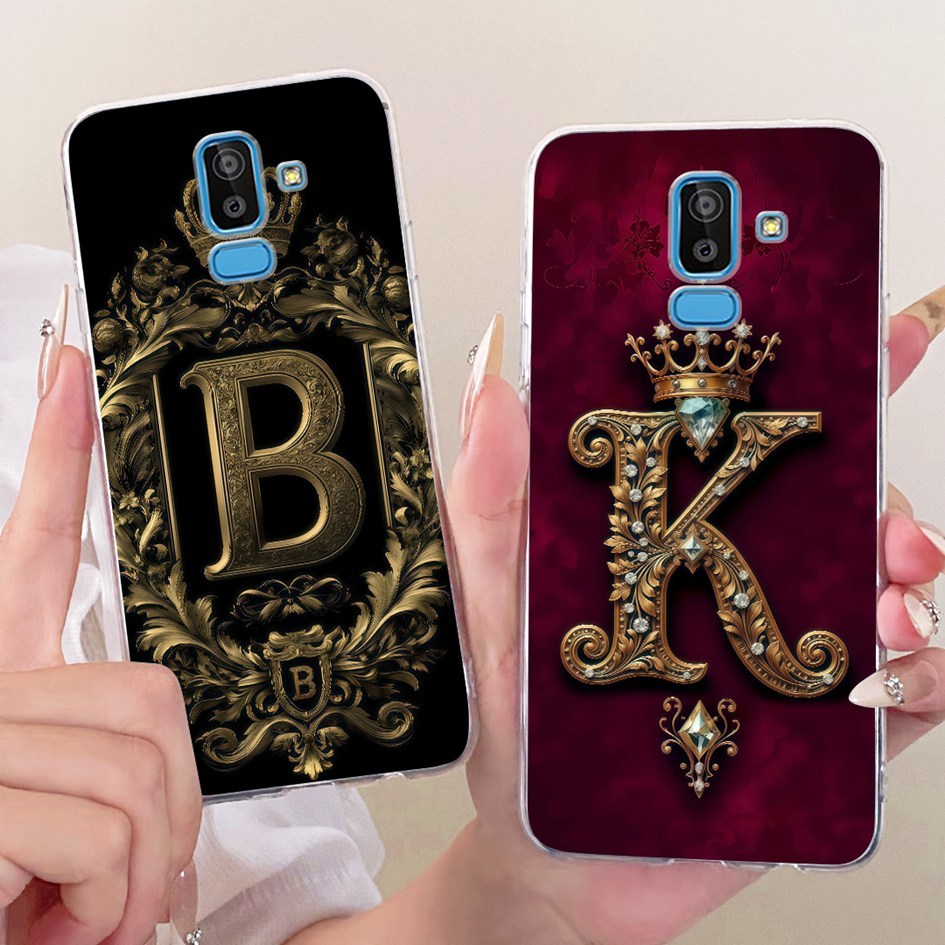 สําหรับ Samsung Galaxy J8 2018 ปลอก J810Y SM-J810F SM-J810G Luxury Crown ตัวอักษรซิลิโคนนุ่ม Slim TP