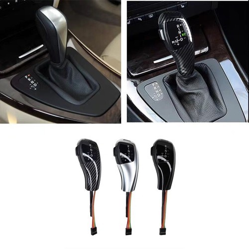 Luxury Black Silver ABS Carbon Fiber LED Gear Shift Knob Upgrade For BMW 3 E90