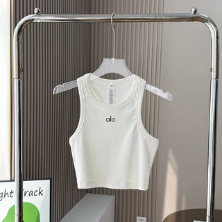 Alo Vest ผู้หญิงกีฬาโยคะ Casual I-Shaped สลิงขนาดเล็กสั้นเกลียวผ้าฝ้ายแท้ด้านใน Slim-fit Top ยุโรปและอเมริกา