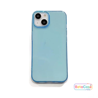 เคสโทรศัพท์ใสสีน้ำเงินและชมพูแบบโปร่งแสงรูใหญ่สไตล์มินิมอลสำหรับ iPhone 11, 16, 15, 14, 13, 12 Pro Max