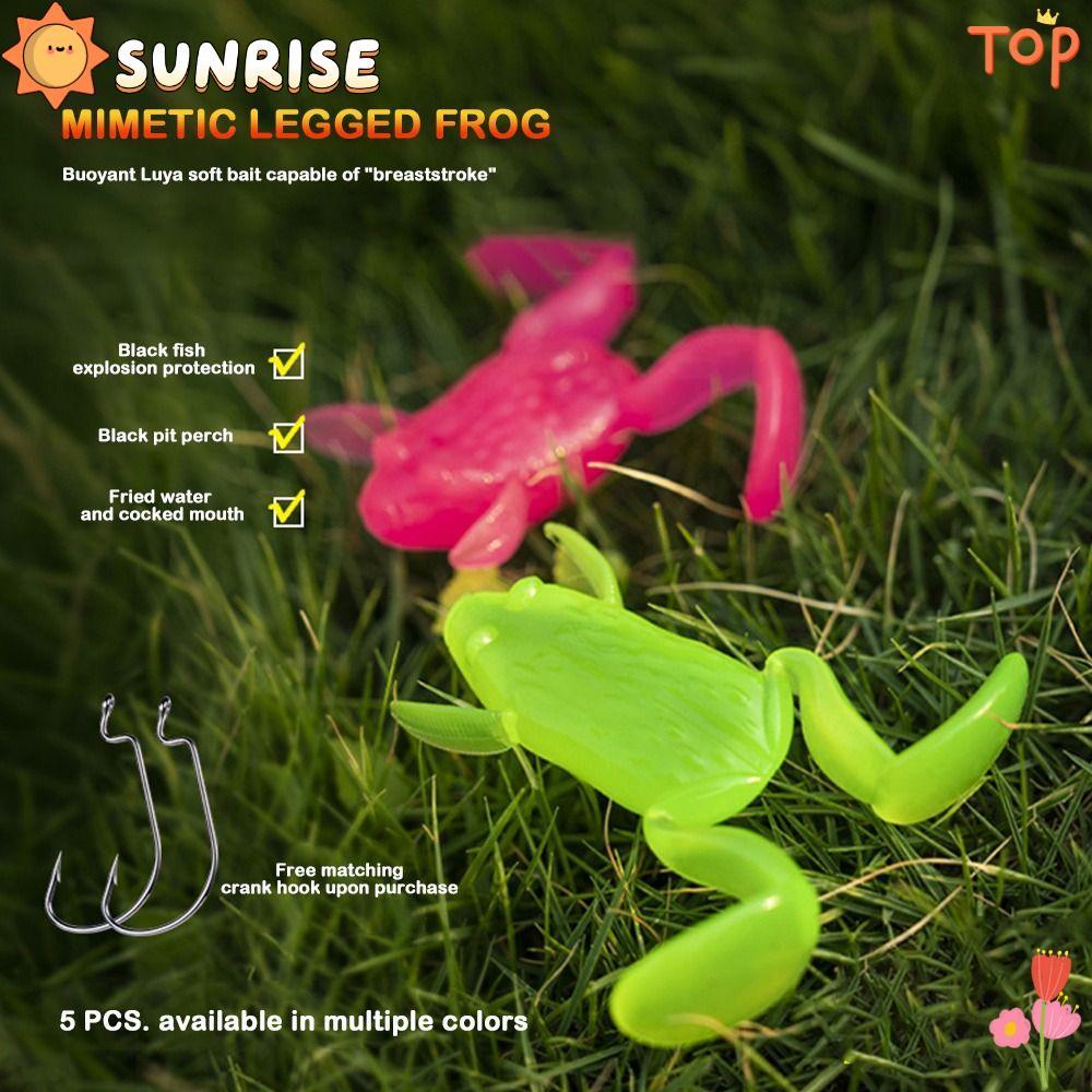 SUNRISE เหยื่อตกปลากบ TPE นุ่ม สำหรับ jigging, ขนาดเล็กและใหญ่, รวม 5 ชิ้น ความหนัก 5 กรัมและ 10 กรัม หลากสีสัน