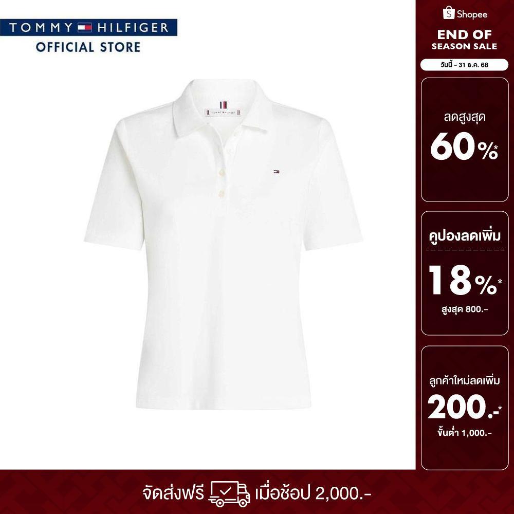 Tommy Hilfiger เสื้อโปโล ผู้หญิง รุ่น WW0WW43224 YBL - สีขาว ทรง Regular Fit