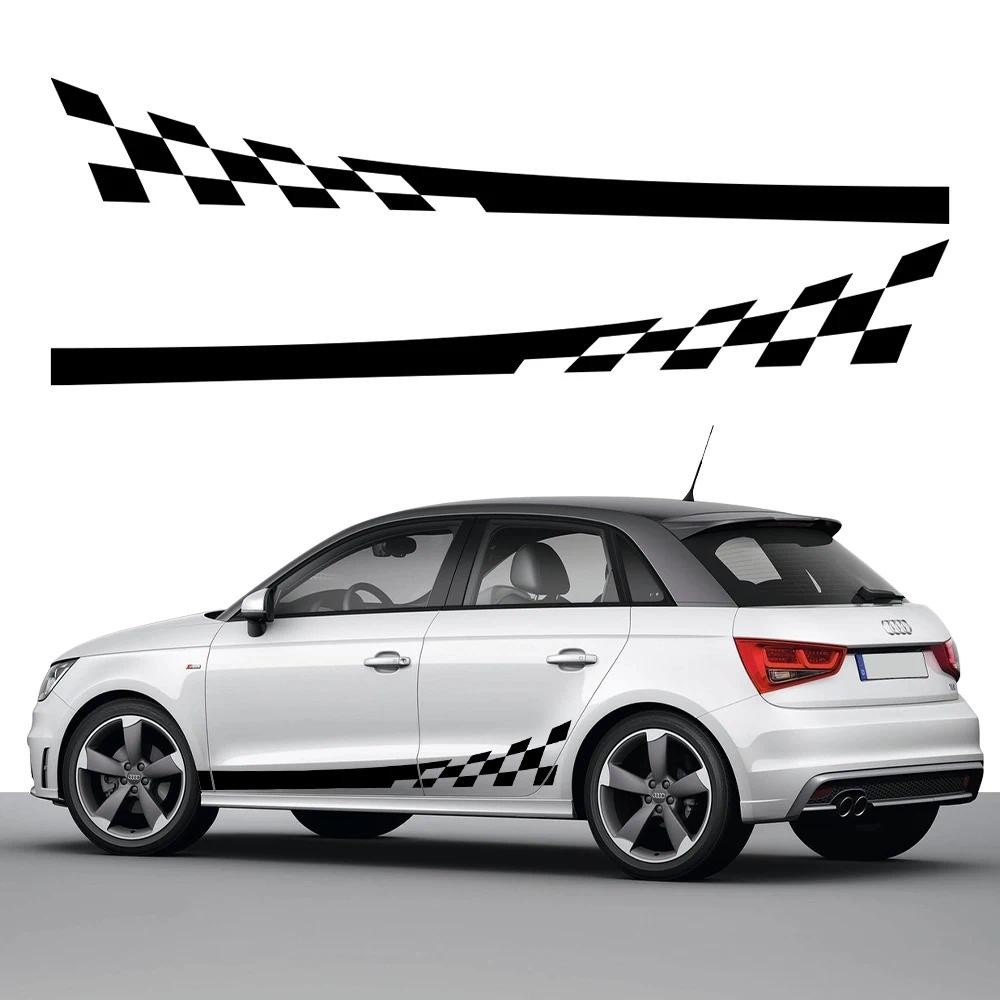สติกเกอร์รถด้านข้างกระโปรง Racing Stripes ไวนิล Decals อุปกรณ์เสริมสําหรับ Audi A1 8X GB 8XF 8XA GBA
