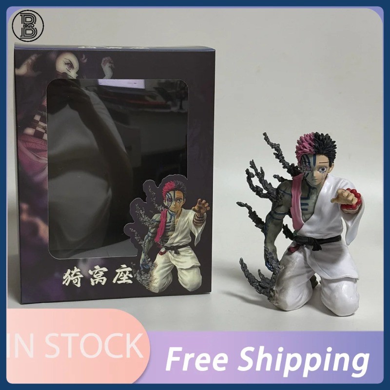 ในสต็อก 18 ซม.Demon Slayer Akaza Hakuji Action Figure PVC อะนิเมะFigurineเดสก์ท็อปตกแต่งของเล่น