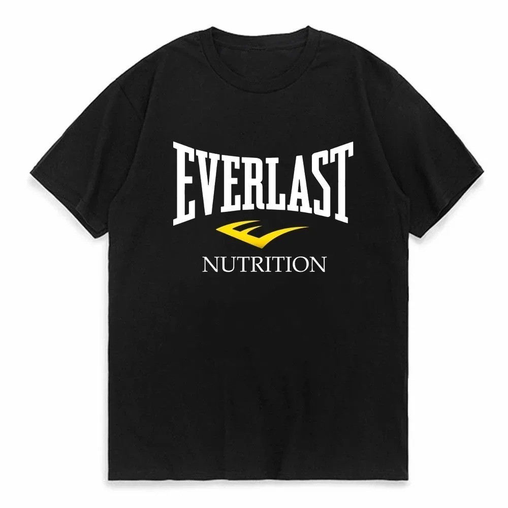 Everlast มวยผู้ชายผู้หญิงเสื้อยืดผ้าฝ้ายขนาดใหญ่ฤดูร้อนแขนสั้นเสื้อยืดยี่ห้อพิมพ์แนวโน้ม streetwear S-5XL