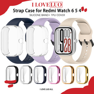 สายรัดกรณีกีฬาอ่อน for Smartwatch Redmi Watch 6 5 4 สายพานยางซิลิโคน TPU Screen Protector Cover อุปกรณ์เสริมกันชน