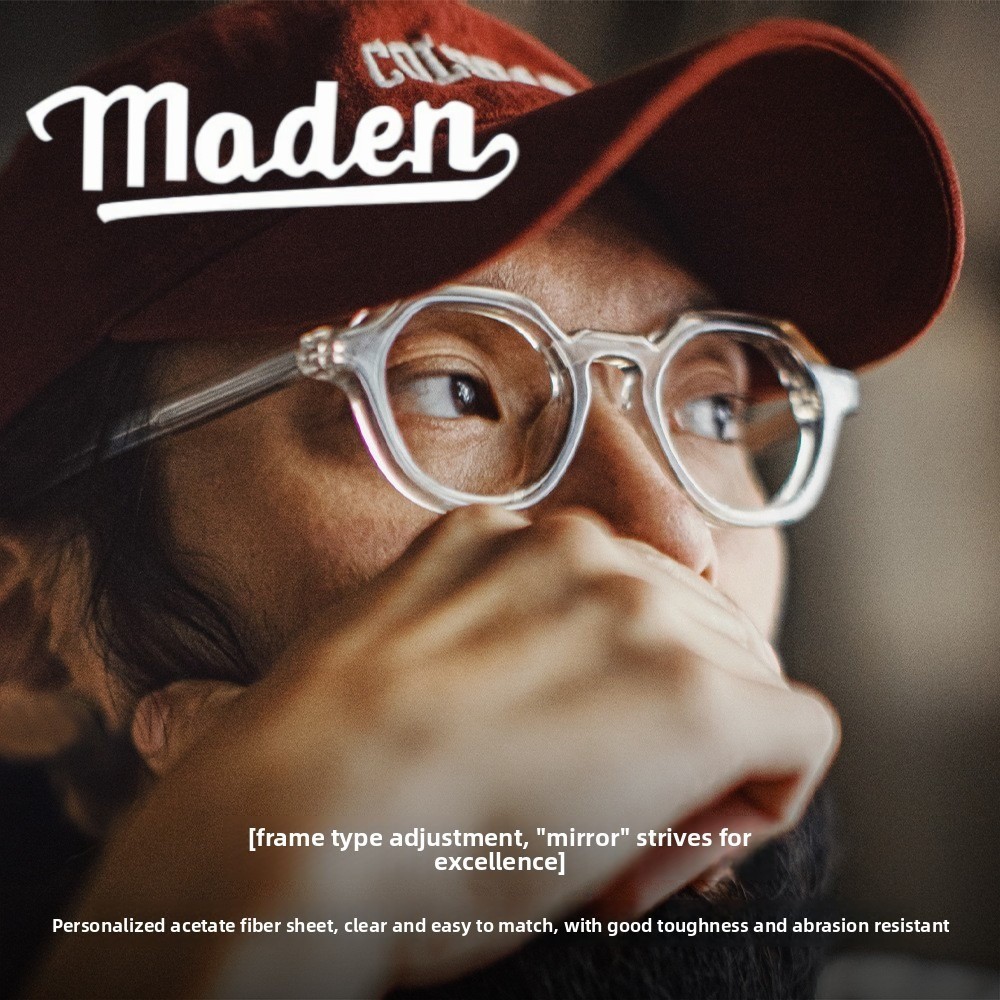 MADEN Retro Classic Crown Panto แว่นตาผู้ชายสไตล์ญี่ปุ่นรอบหนา Crown แผ่นกรอบแว่นตาสบายๆ
