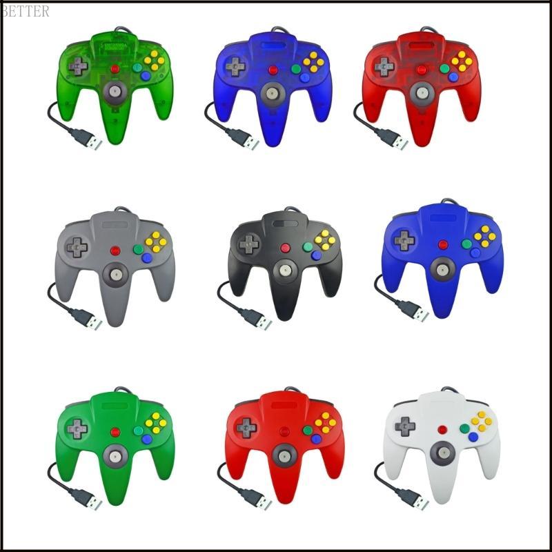 BETT N64 USB แบบมีสาย Gamepad N64 Controller Gamepad จอยสติ๊กคลาสสิก 64 คอนโซล Retro เกมสําหรับแล็ปท
