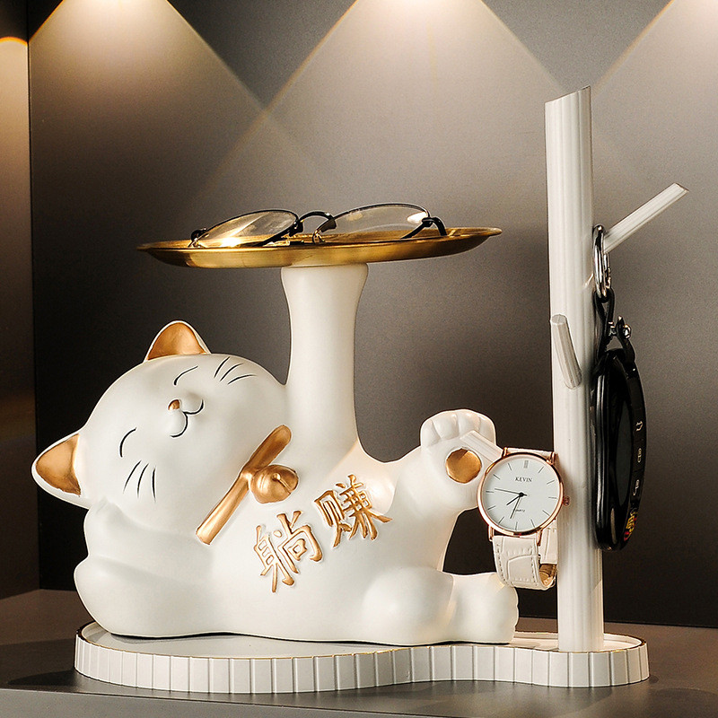 กุญแจย้ายทางเข้าบ้านแมวนําโชคตกแต่งบ้านของขวัญตกแต่งประตูเก็บตู้รองเท้าพิธีขึ้นบ้านใหม่บ้านใหม่ gh7ม