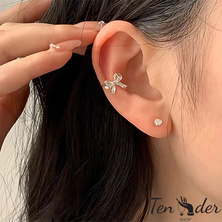 COD-ส่งเร็วจากไทย🎀1 คู่ ต่างหู ประดับโบว์ ไม่เจาะ ต่างหูแบบหนีบ สไตล์หรูหราแสง ละเอียดอ่อน สำหรับผู้หญิง-Ten