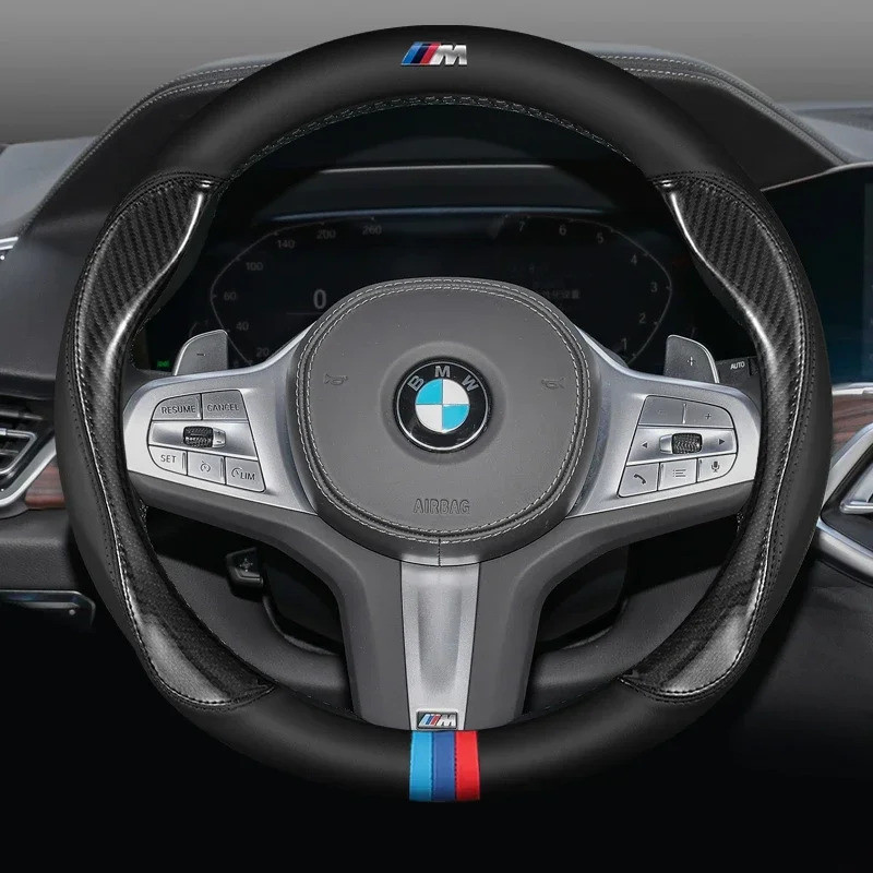 สําหรับ BMW พวงมาลัยรถ M X1 X3 X5 X6 G20 G30 E39 E46 E87 E90 E92 F10 F15 F30 คาร์บอนไฟเบอร์หนังนิ่มหนังอุปกรณ์เสริม - รูปที่ 7