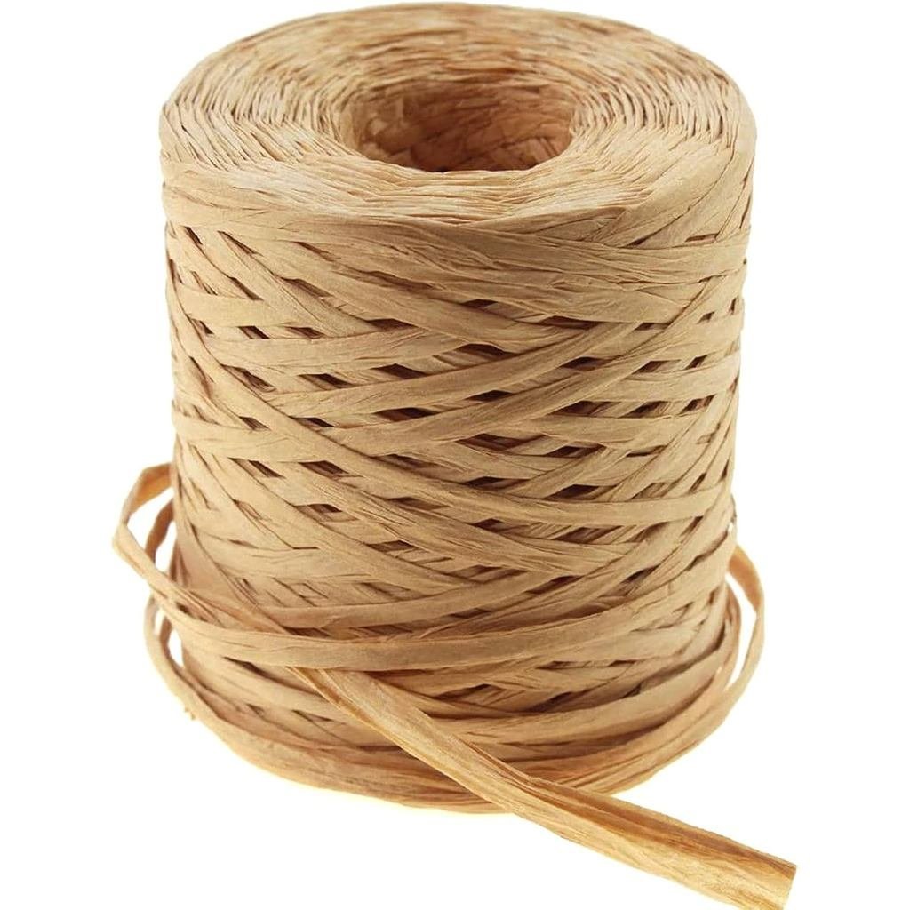 Creatrill 218 Yards Raffia Paper Craft Ribbon Packing Paper Twine, 1/4 นิ้วโดย 218 หลา (Kraft) 9ZBJ