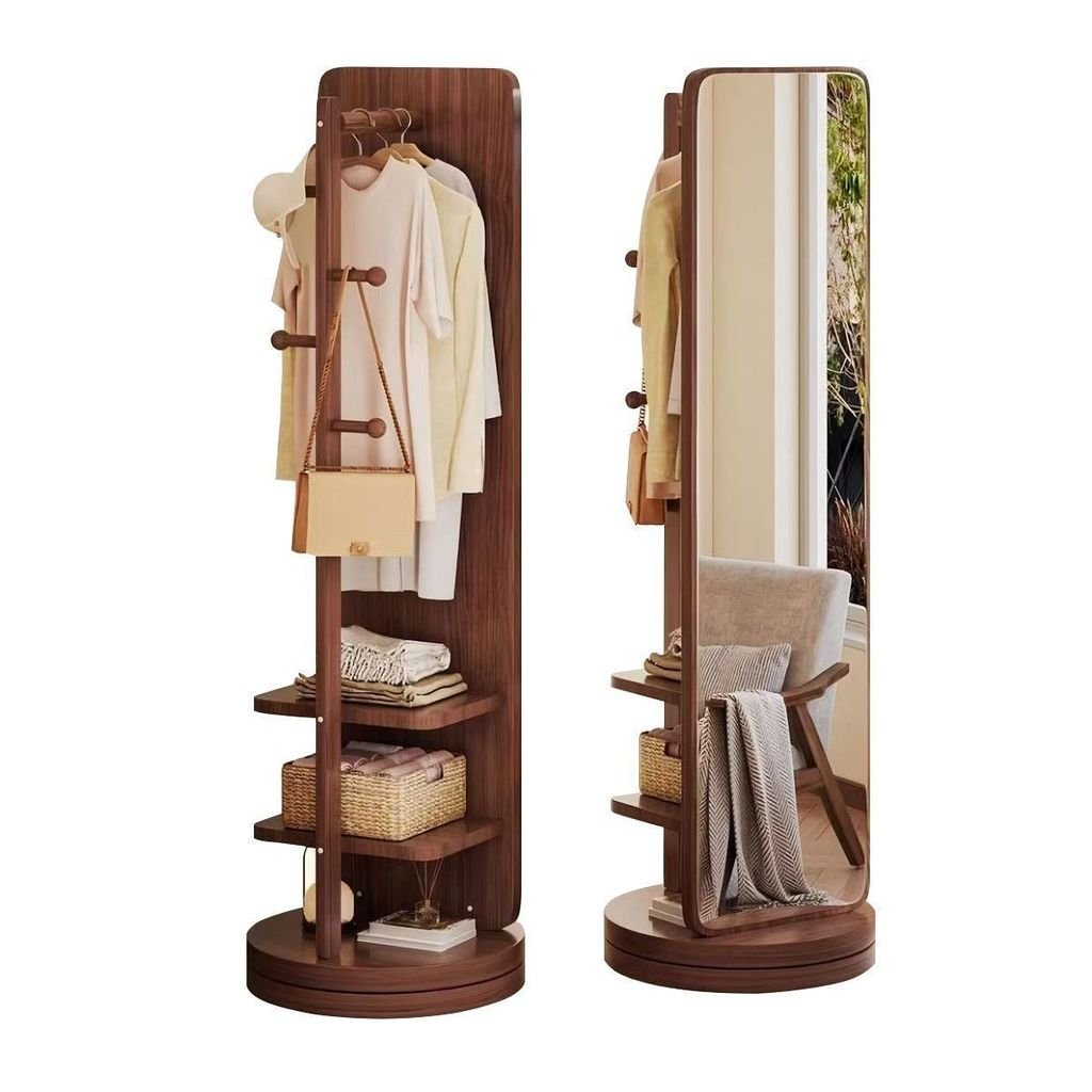 หมุนชั้นเก็บกระจก ห้องรับฝากของ เต็มร่างกายที่ถอดออกได้แนวตั้งกระจกแต่งตัว360องศาแขวนมัลติฟังก์ชั่กร