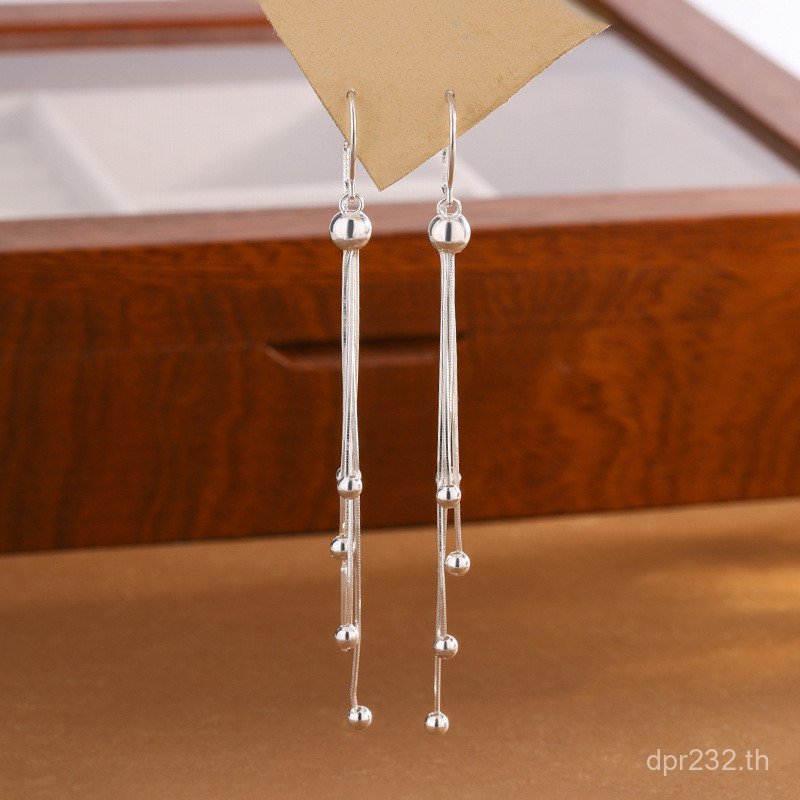 สร้อยคอมุกเรขาคณิตยาว s990 สำหรับผู้หญิง ระดับพรีเมียม พู่เงินสเตอร์ลิงหรูหรา BX8K