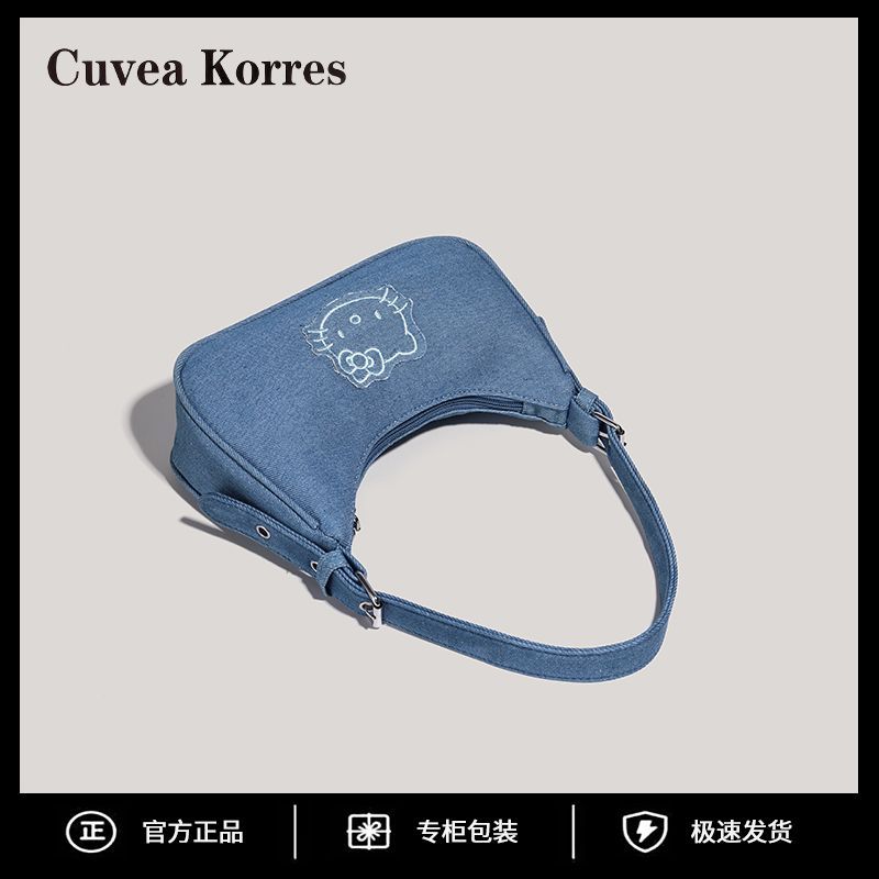 กระเป๋าสะพายข้าง Cuvee Korres Official Hello Kitty แบบยีนส์ สไตล์ Y2K