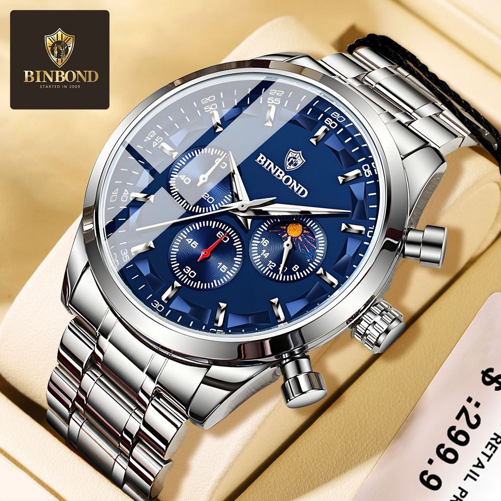 Binbon Concept นาฬิกาผู้ชายนักเรียนอินเทรนด์กันน้ํา Luminous นาฬิกาผู้ชาย High-End Multi-Function กี