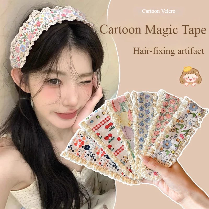 ที่คาดผมแบบติดหนึบ ลายดอกไม้ลูกไม้ พร้อมVelcro