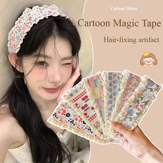 ที่คาดผมแบบติดหนึบ ลายดอกไม้ลูกไม้ พร้อมVelcro