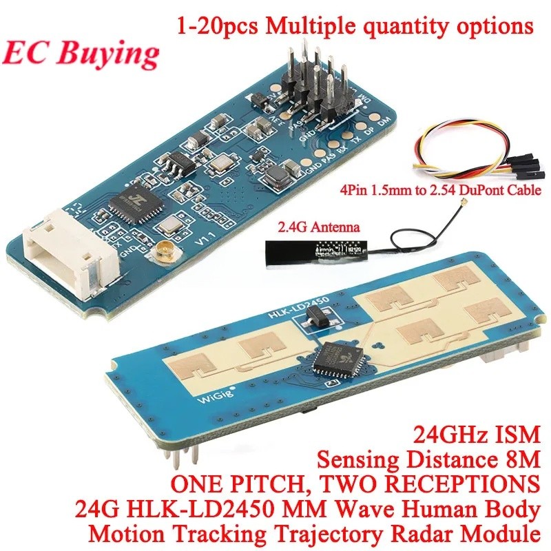 20 ชิ้น/1 PC LD2450 24G MM Wave Human Body Motion ติดตาม Trajectory Radar Sensor โมดูล HLK-LD2450 Se