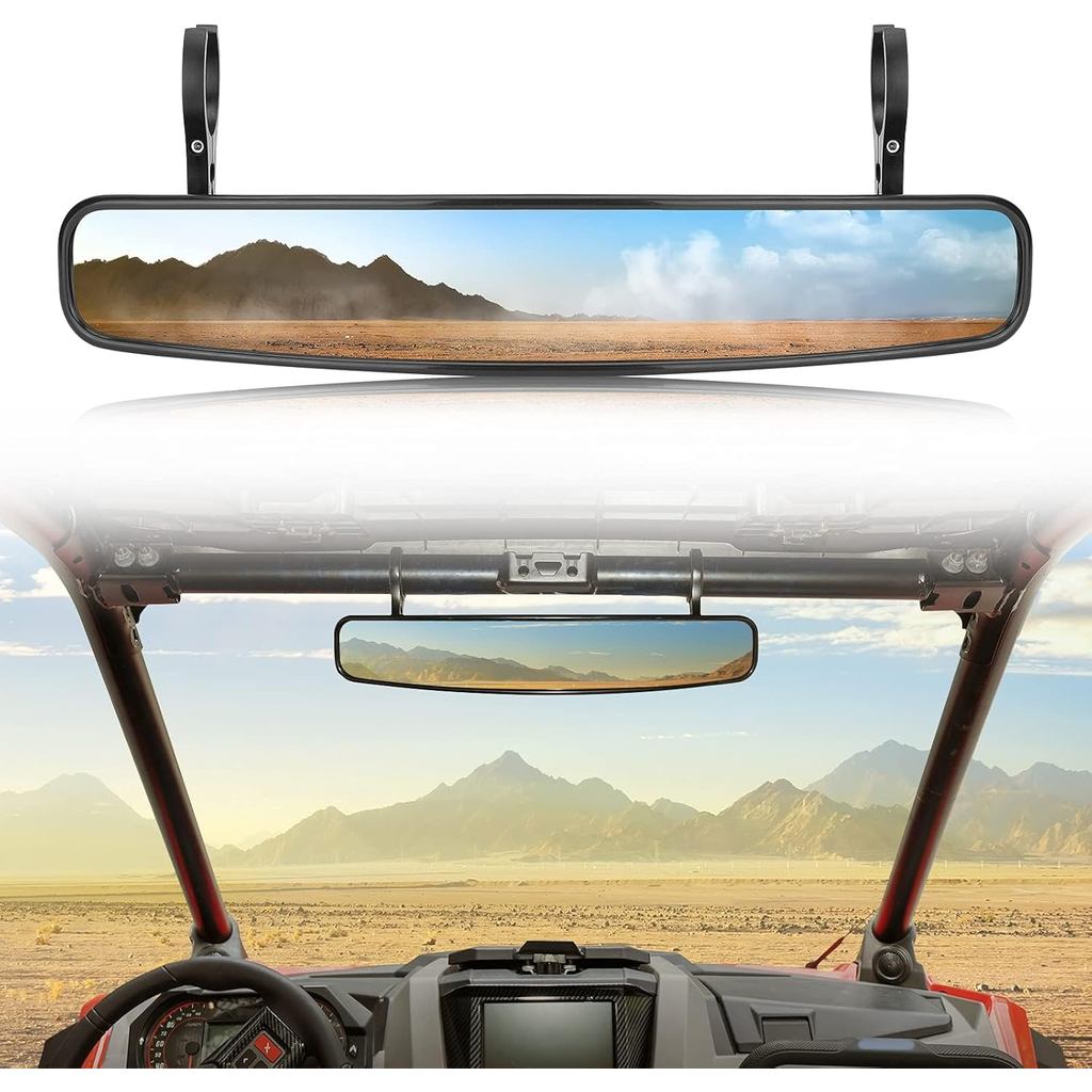 KEMIMOTO UTV Rearview Mirror, 15" UTV Race Convex Center Mirror with 3/4 1.75" or 2" Clamps Compatib