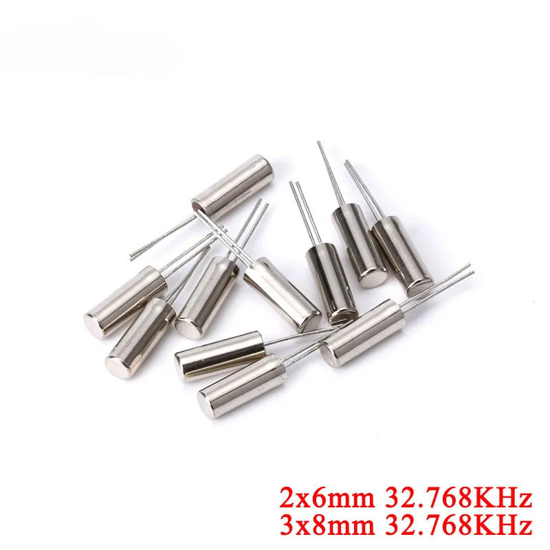 10 ชิ้น 32.768KHz 32.768 KHZ 32.768K Hz 32768 คริสตัล Oscilator 2x6 มม.3x8 มม.กระบอกควอตซ์ Resonator