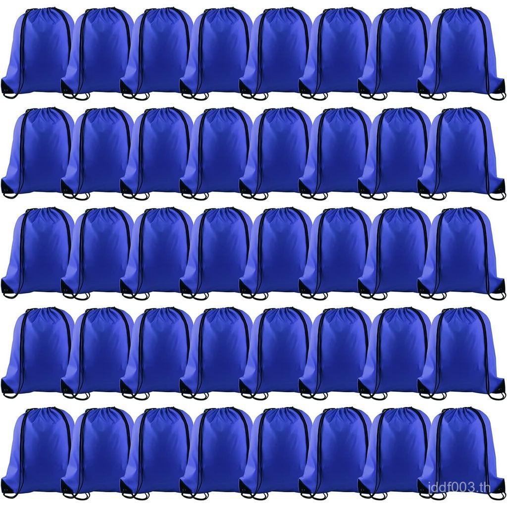 KUUQA 40 ชิ้นสีฟ้า Drawstring กระเป๋าเป้สะพายหลังกระเป๋ากระสอบ Drawstring กระเป๋าจํานวนมากกระเป๋าเป้