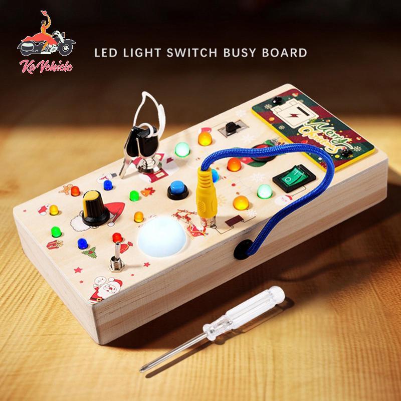 [Whstrong] เด็กวัยหัดเดิน Montessori LED Busy Board, สวิตช์ไฟ Busy Board, Montessori Busy Board, สํา
