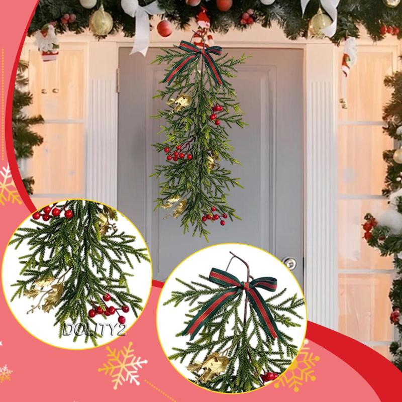 [Dolity2] ประดิษฐ์คริสต์มาส Swag ประตู Swag Greenery Pine พวงหรีดแขวน Garland สําหรับ Mantle