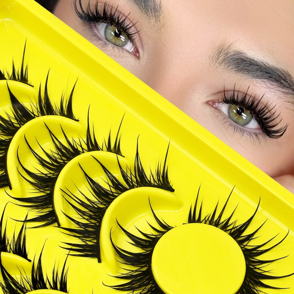 Groinneya Cat Eye lashes ธรรมชาติ Faux Mink lashes 3D Handmade ขนตาปลอม Soft Manga ขนตา