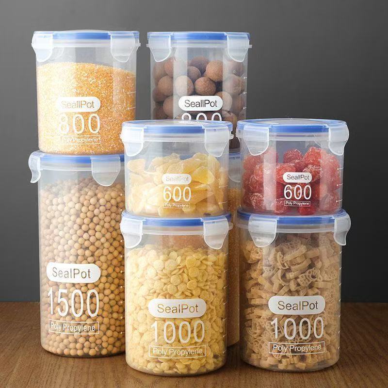 4PCS กระปุกพลาสติกใส กระปุกฝาเกลียว กระป๋องพลาสติกใส PP กระปุกใส่ขนม มีหลายขนาด มี 4 ขนาด – โปรปัง