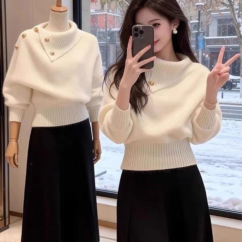 คาร์ดิแกนขนสัตว์สำหรับฤดูหนาว ดีไซน์ทันสมัย Melade สีทึบ Size:S