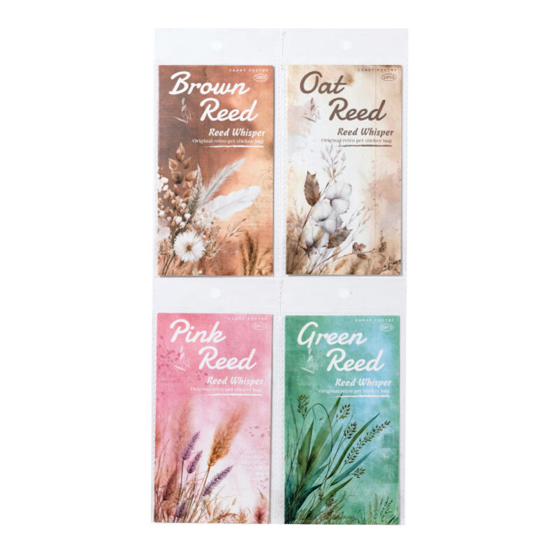 WEI 10 ชิ้น [Reed Whisper Series] สติกเกอร์ PET สีชมพู Dye Reed Chestnut Field Marsh Retro สไตล์ฉากตกแต่งภูมิทัศน์สําหรับ Scrapbooking Journal Planner เครื่องเขียน - รูปที่ 7