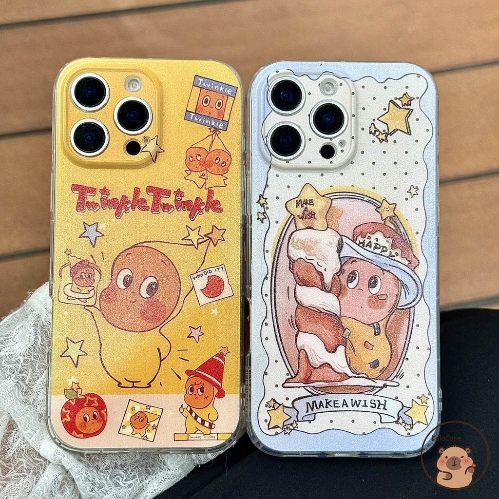 สําหรับ Samsung Galaxy Note 20 Ultra 10 Plus Lite 20+ 10+ เคสโทรศัพท์น่ารัก Twinkle Star Person Apple Polka Dot สีส้มการ์ตูนปลอกอ่อนกรณีฝาหลัง - รูปที่ 4