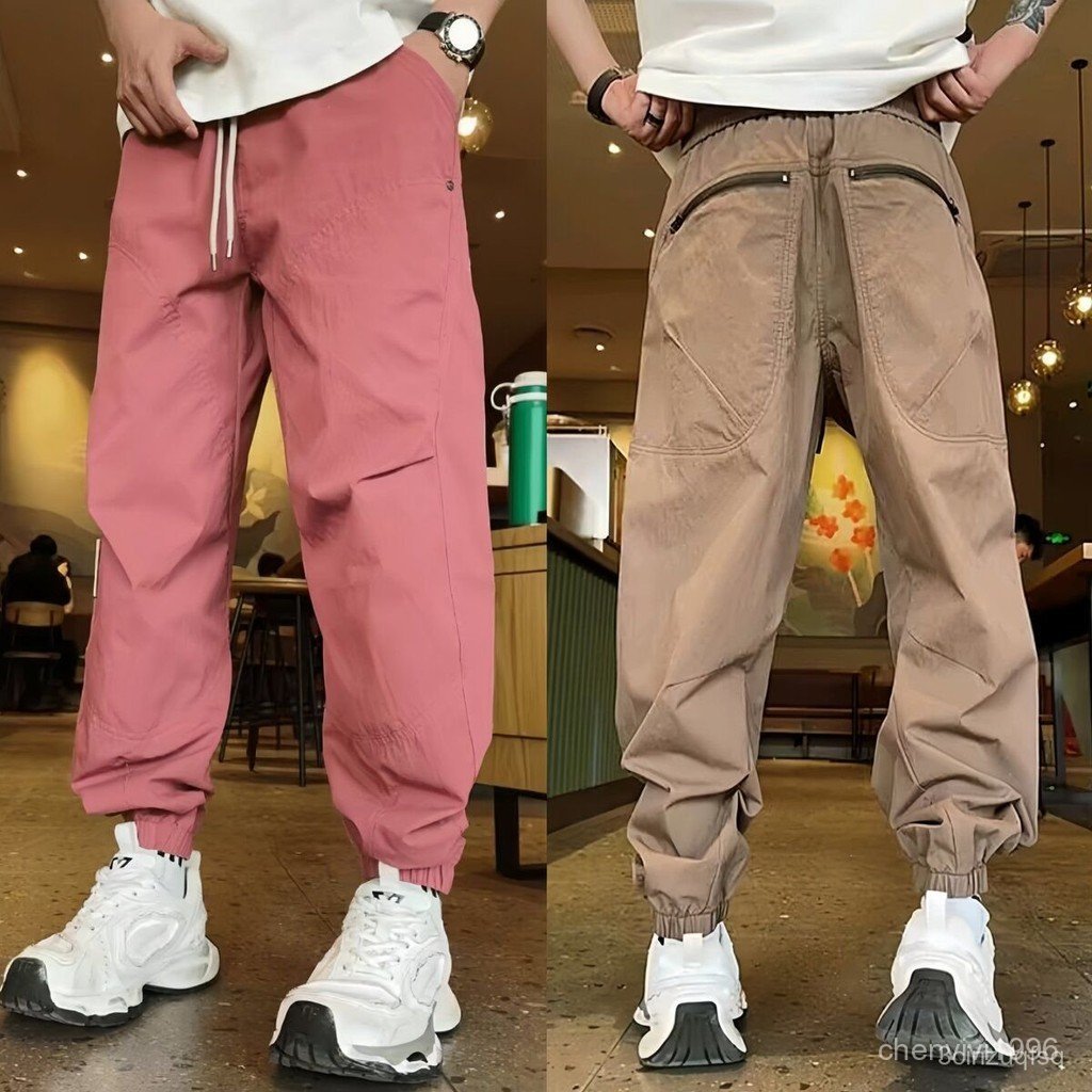 2025LKT.NINE ฤดูใบไม้ผลิใหม่กางเกงลําลองผู้ชายหลวมกางเกงคาร์โก้กีฬา Joggers แบรนด์อินเทรนด์ 92771 Do