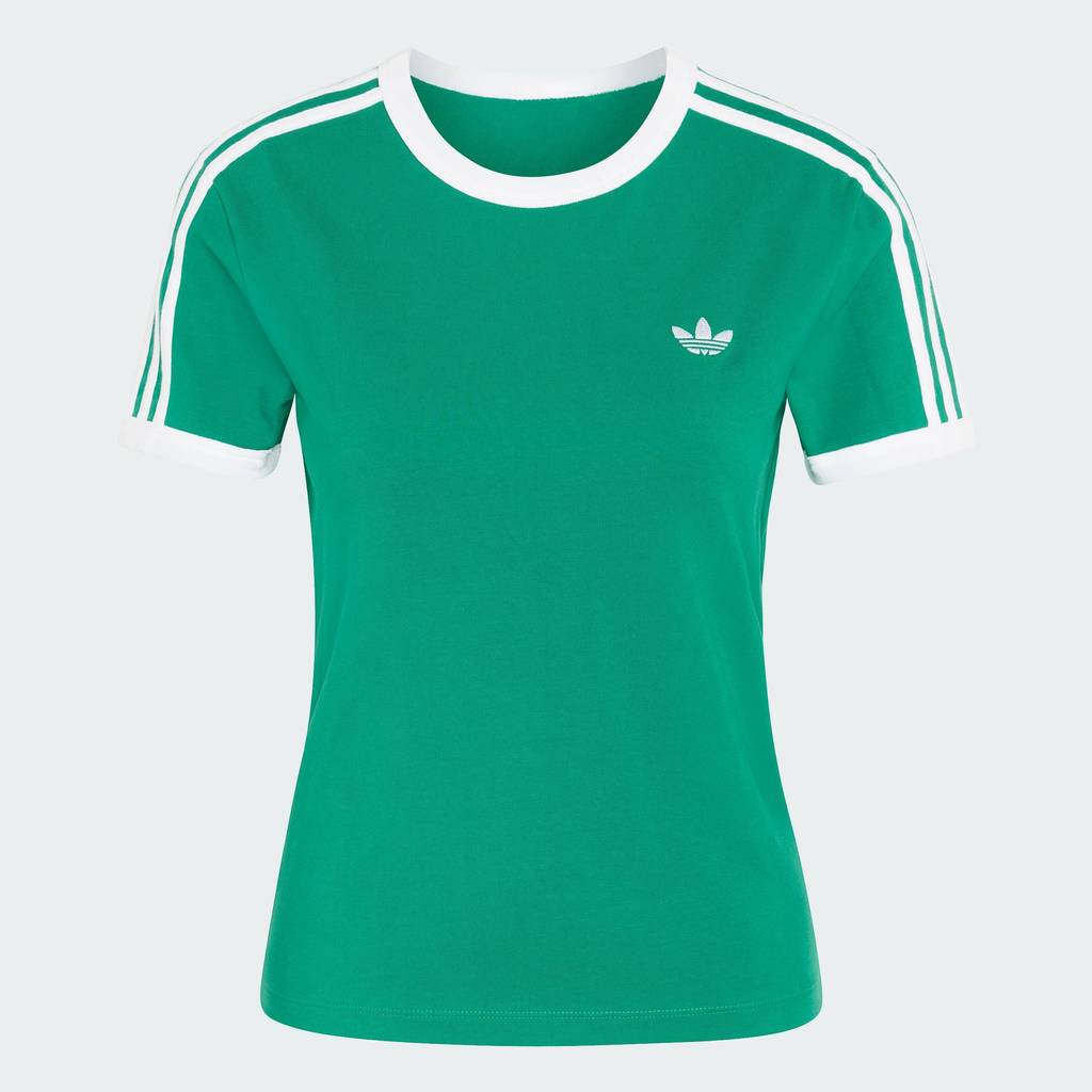 adidas ไลฟ์สไตล์ เสื้อยืดทรงสลิม 3-Stripes ผู้หญิง สีเขียว KD3681 - รูปที่ 3