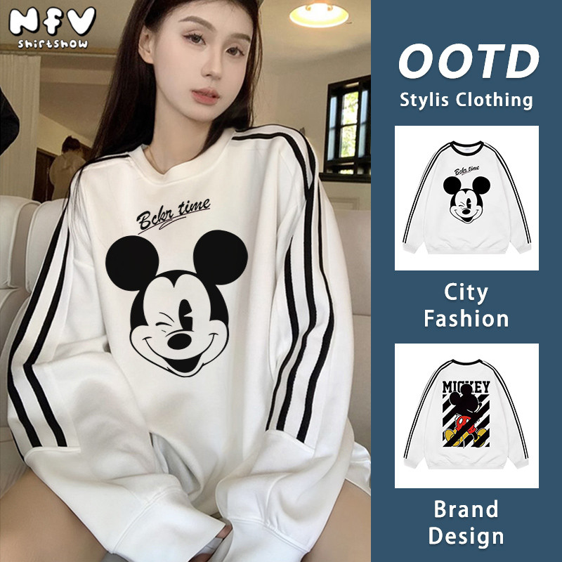 [จัดส่งตลอด 24 ชั่วโมง] NFV ใหม่ล่าสุด✨ลายพิมพ์มิกกี้ คอกลมแขนสั้น ทรงหลวม ผ้าฝ้าย ใส่สบาย YG896