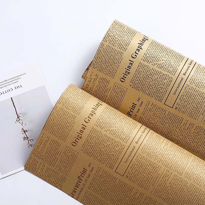 กระดาษห่อช่อดอกไม้ 40แผ่น กระดาษคราฟ ลายหนังสือพิมพ์ตรง 50*70cm กันน้ำ ใช้ได้ทั้งดอกไม้สดและดอกไม้ประดิษฐ์ - รูปที่ 7