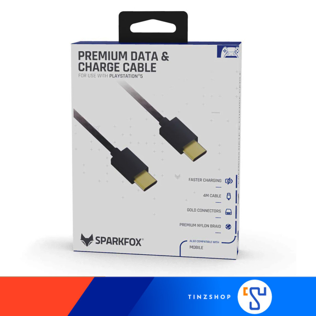 [ส่งด่วน] Sparkfox Premium Data & Charge Cable For USB With Playstation5 / สายชาร์จดาต้า Typ C to Typ C