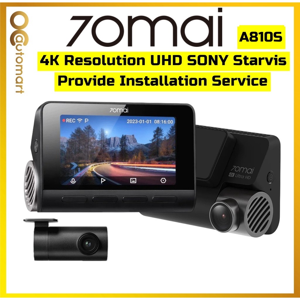 70mai A810S Dash Cam ความละเอียด 4K เลนส์ Sony Starvis Dual Vision Recorder พร้อม GPS ADAS DVR 70 Ma