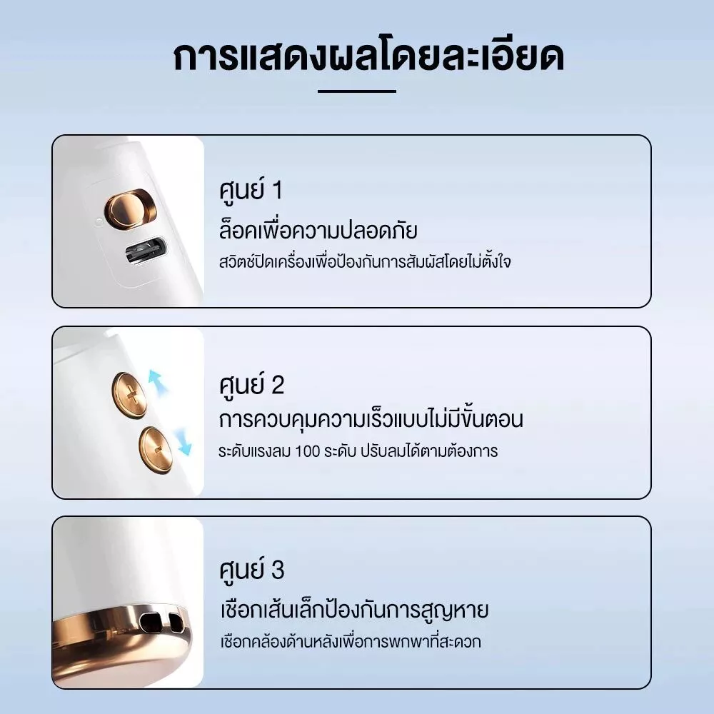 N68พัดลมมือถือ พัดลมพกพา พัดลมเทอร์โบความเร็วสูง ปรับได้ 100ระดับ พัดลมชาร์จ USBพัดลมจอแสดงผล LED 3000mAhทํางานเงียบ thumbnail 9