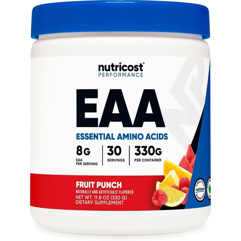 Nutricost EAA Powder 30 เสิร์ฟ (Fruit Punch) - กรดอะมิโนที่จําเป็น - ไม่ใช่จีเอ็มโอ ปราศจากกลูเตน เป็นมิตรกับมังสวิรัติ