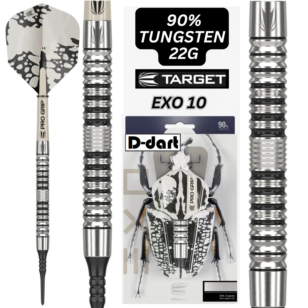 TARGET SOFT TIP DARTS - 22G EXO 10 90% TUNGSTEN DART SET