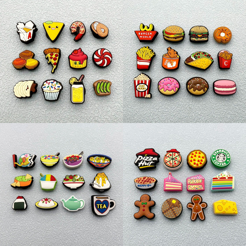 หัวเข็มขัดรองเท้า Miss Zoe Jibtz ธีมอาหารและขนม เช่น โดนัท พิซซ่า