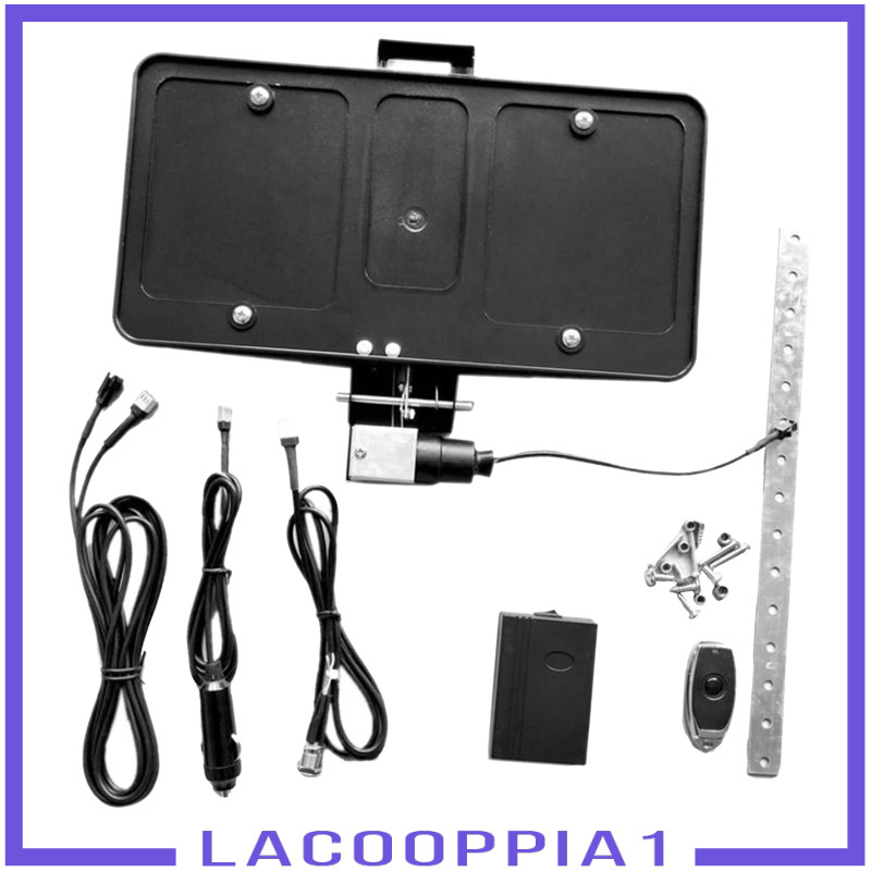 [Lacooppia1] USA ฝาครอบชัตเตอร์ Up กรอบป้ายทะเบียน Stealth แบบพับเก็บได้พร้อมรีโมทคอนโทรลขายึดสแตนเล