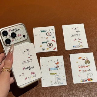 การ์ตูน Cat Pooh Girl Glitter Hollow Frosted เลนส์สติกเกอร์สําหรับ iPhone 17 Pro Max 17 Pro Soft Film เลนส์ฐานสองชิ้นต่อชุด