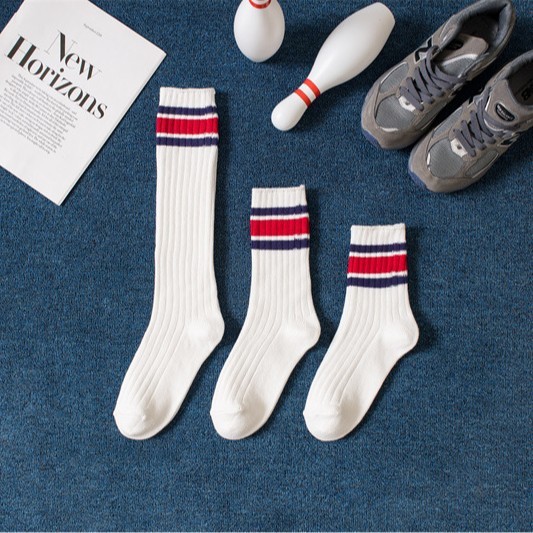 ถุงเท้า ทบ ถุงเท้าบอล ถุงเท้ากีฬา ถุงเท้าลายสามบาร์สีขาว แบบอเมริกันเบสบอล สำหรับกีฬาหลากหลายชนิด