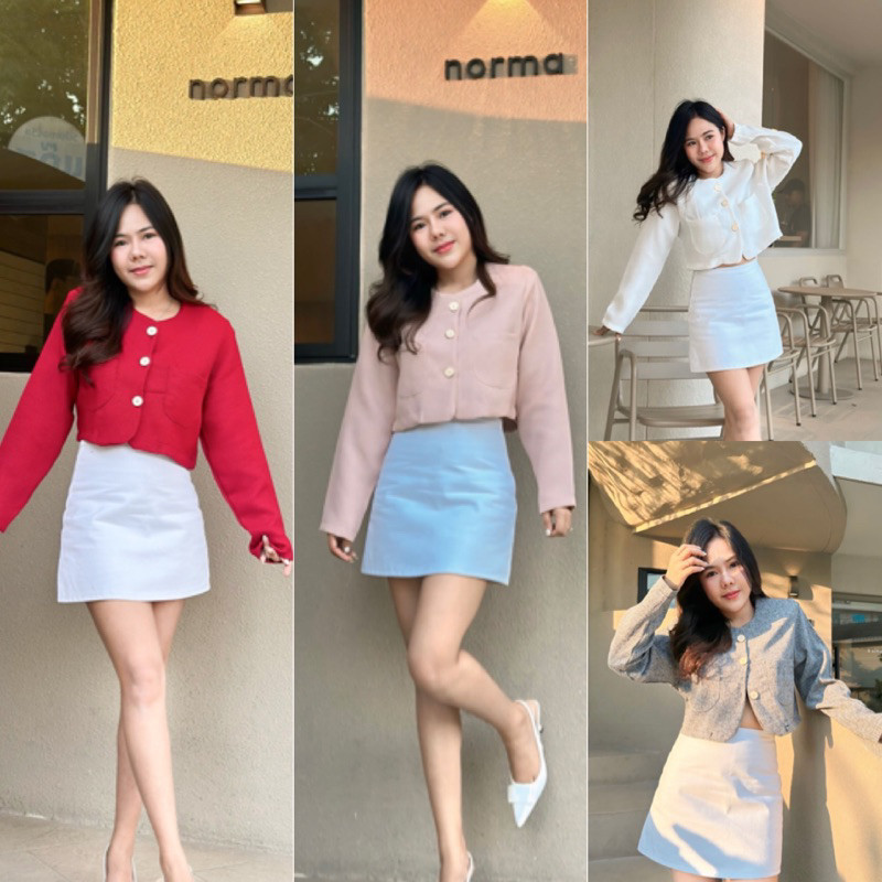 TAKIIN crop blazer เสื้อสูททรงครอปผ้าทวิท