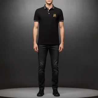 KINGMEN ส่งด่วน เสื้อแขนสั้น โปโล เสื้อยืดคอปก เสื้อสีดำ Unisex ใส่ได้ทั้งหญิงชาย M-3XL