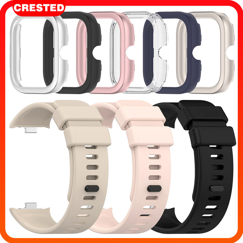 ซิลิโคนสายอ่อนสำหรับปกป้องกระจกนิรภัย ฝาครอบแข็งวัสดุ PC for Xiaomi Redmi Watch 6 5 4 สายกีฬาสำหรับ Smartwatch