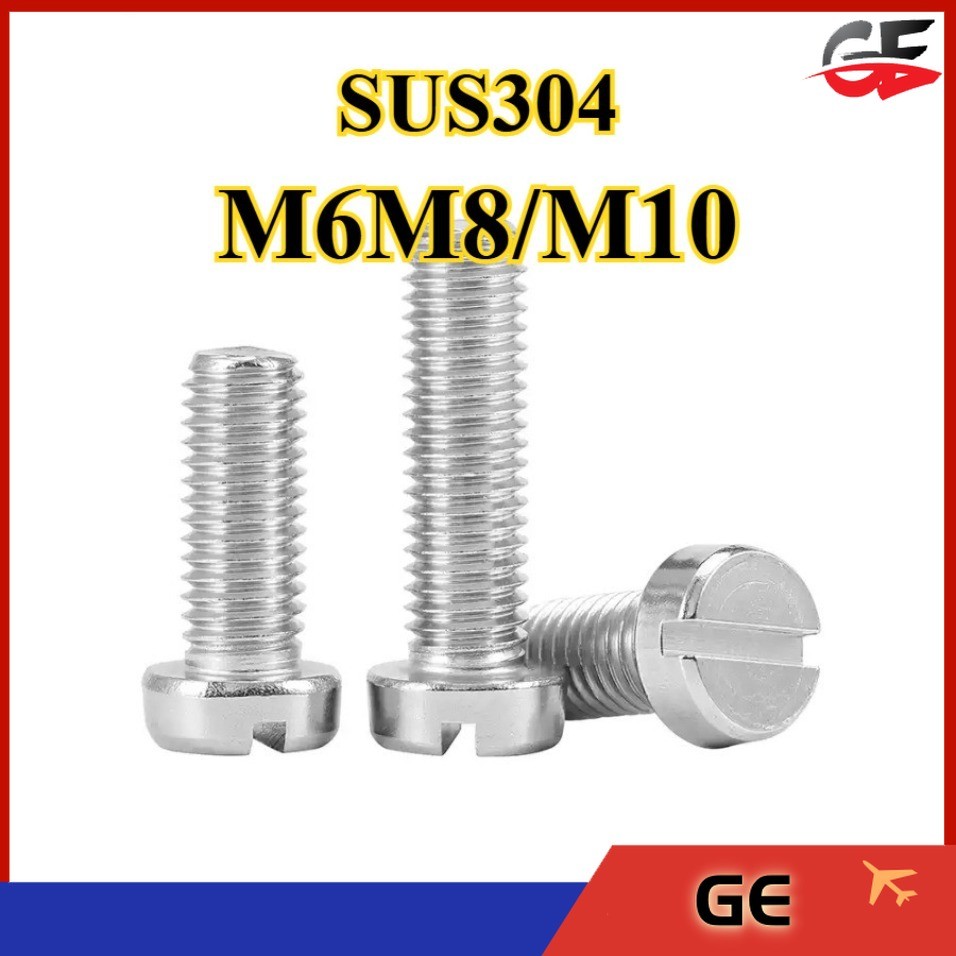 304 สแตนเลส one-slot สกรูหัวทรงกระบอก GB65 สกรู slotted หัวกลม bolt M6M8/M10GE-MB